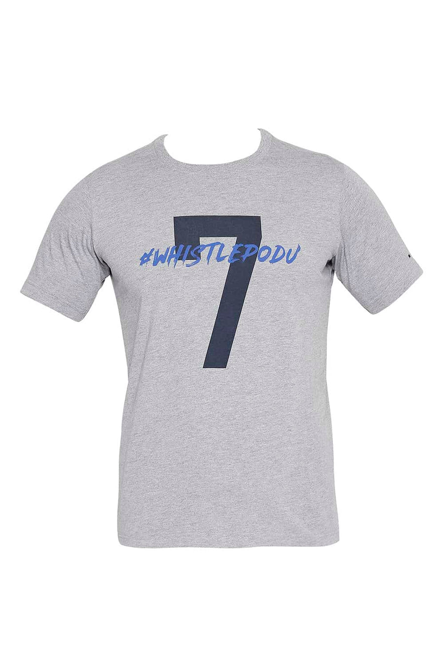 CSK ORIGINAL IPL WHISTGLE PODU GREY CREW NECK T SHIRT