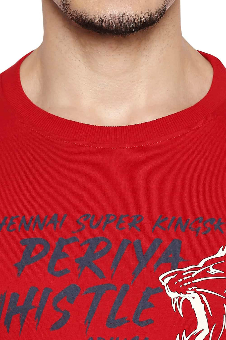CSK ORIGINAL IPL PERIYA WHISTGLE ADINGA RED CREW NECK T SHIRT