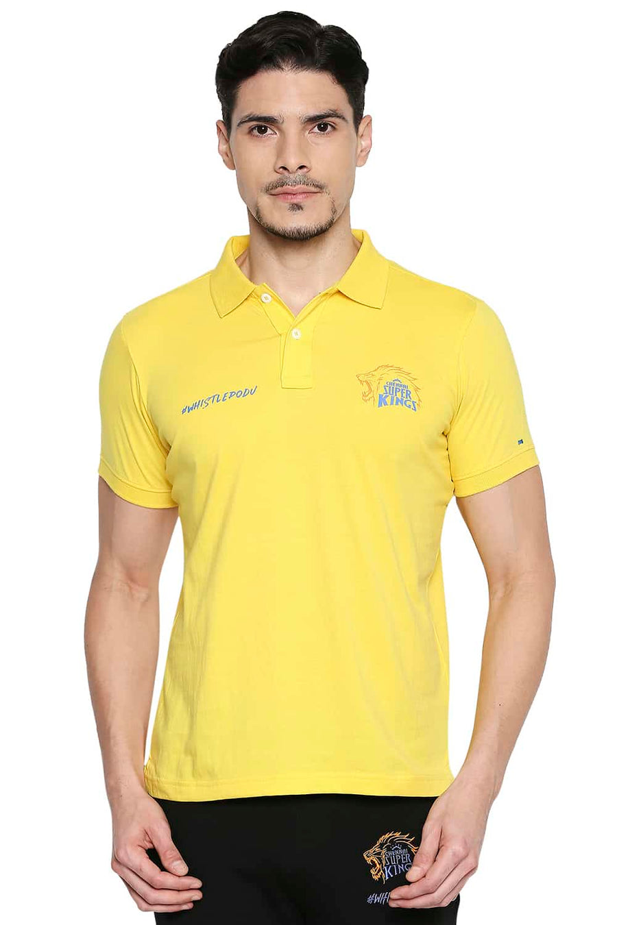 CSK ORIGINAL IPL WHISTLEPODU YELLOW POLO T SHIRT