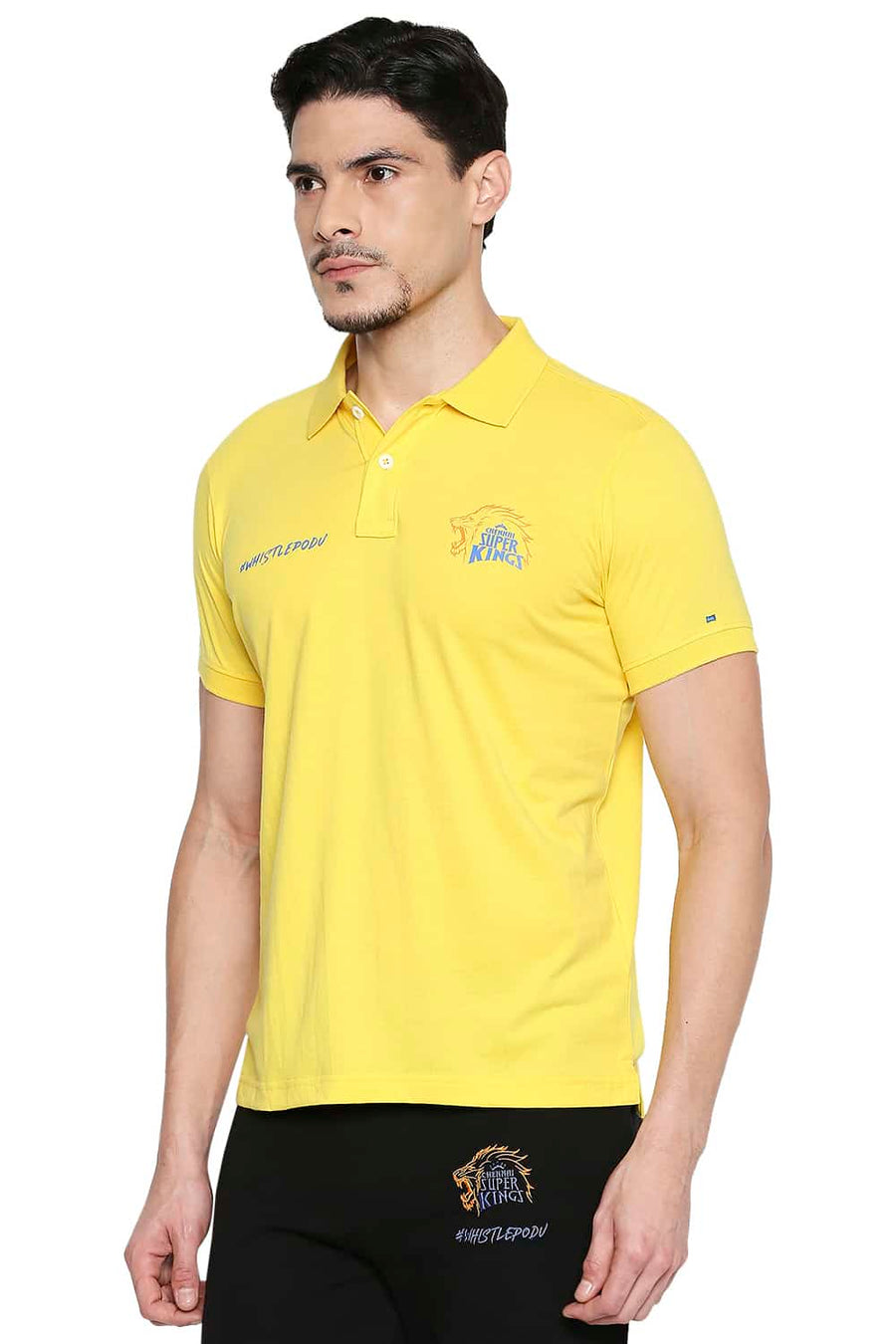 CSK ORIGINAL IPL WHISTLEPODU YELLOW POLO T SHIRT
