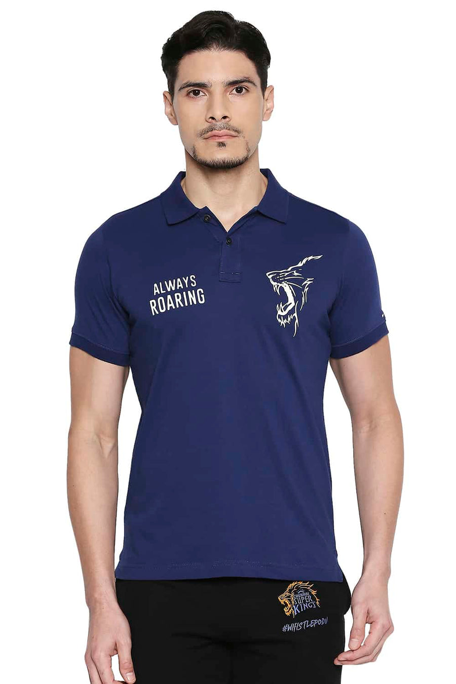 CSK ORIGINAL IPL ROARING LION PRINT POLO T SHIRT
