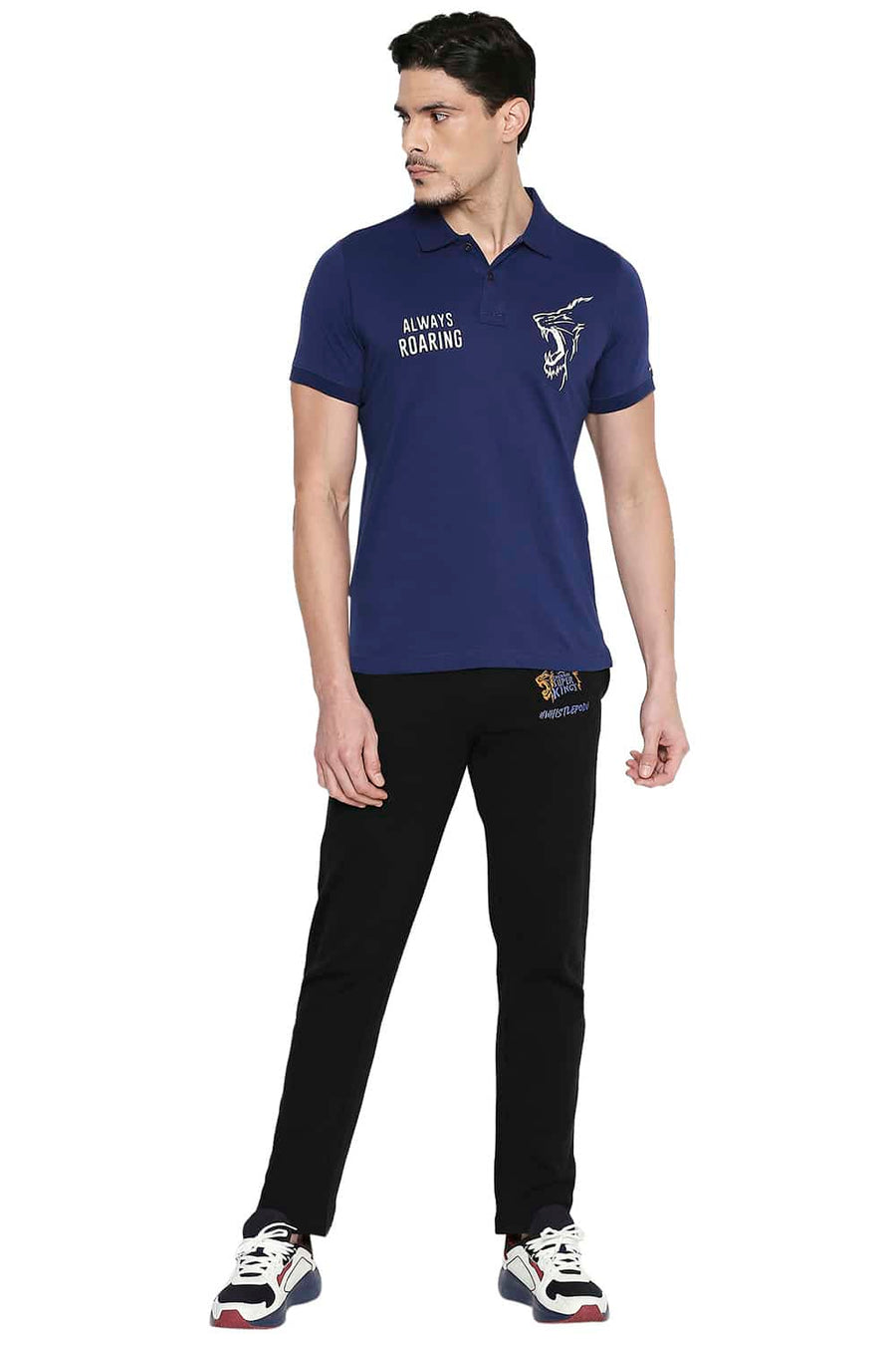 CSK ORIGINAL IPL ROARING LION PRINT POLO T SHIRT