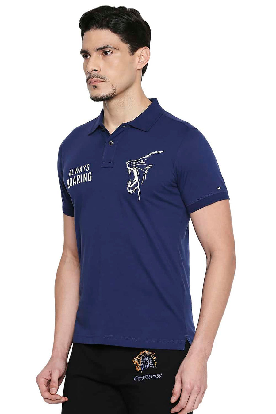 CSK ORIGINAL IPL ROARING LION PRINT POLO T SHIRT