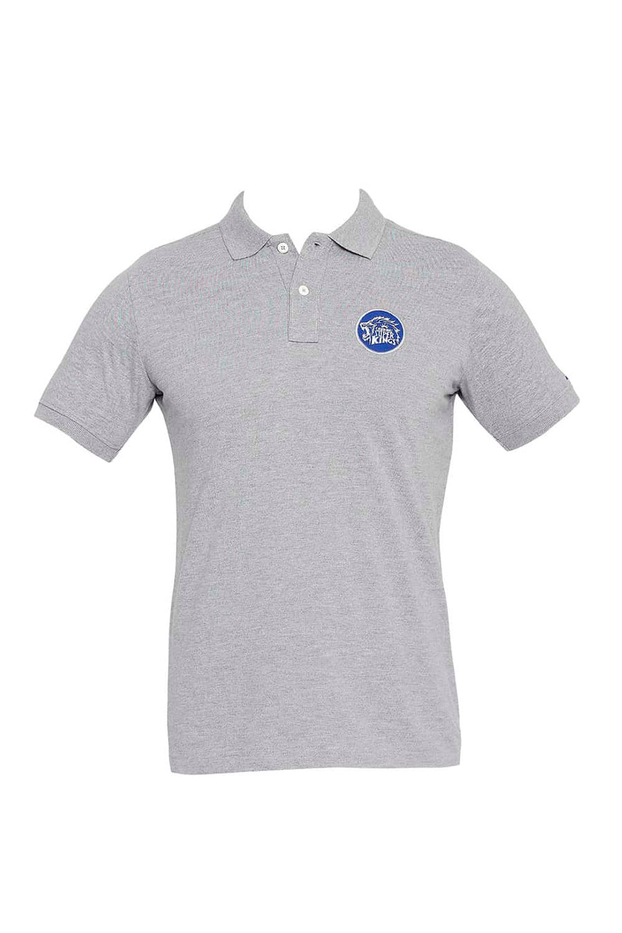 CSK ORIGINAL IPL ROARING LION GREY POLO T SHIRT
