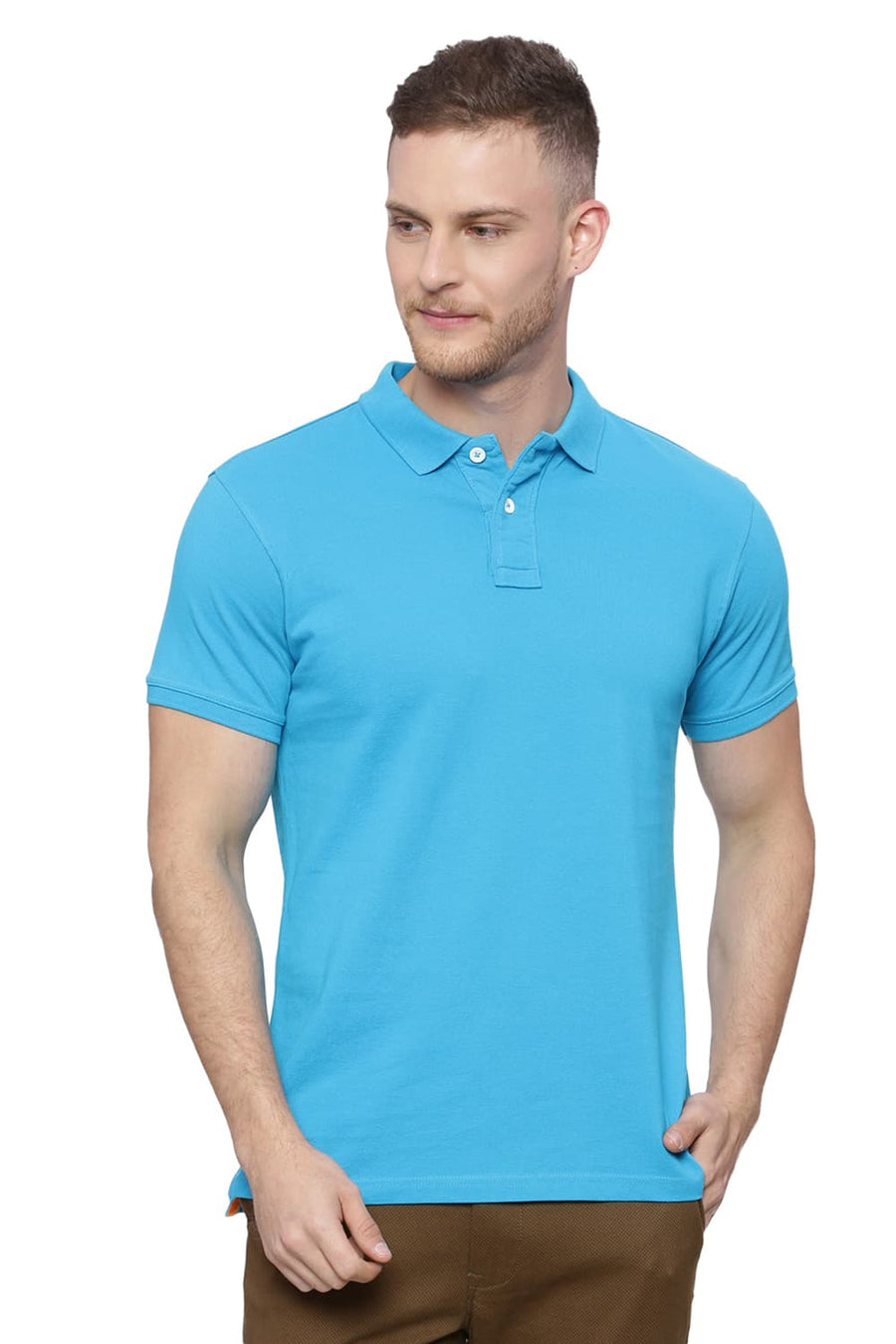 BASICS MUSCLE FIT MARINE BLUE POLO T SHIRT