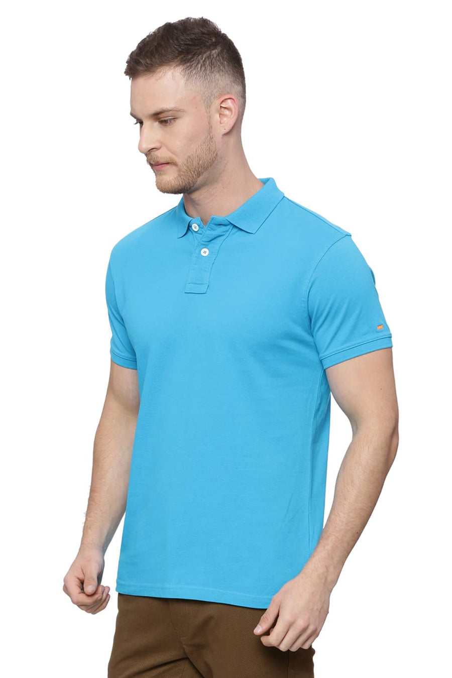 BASICS MUSCLE FIT MARINE BLUE POLO T SHIRT