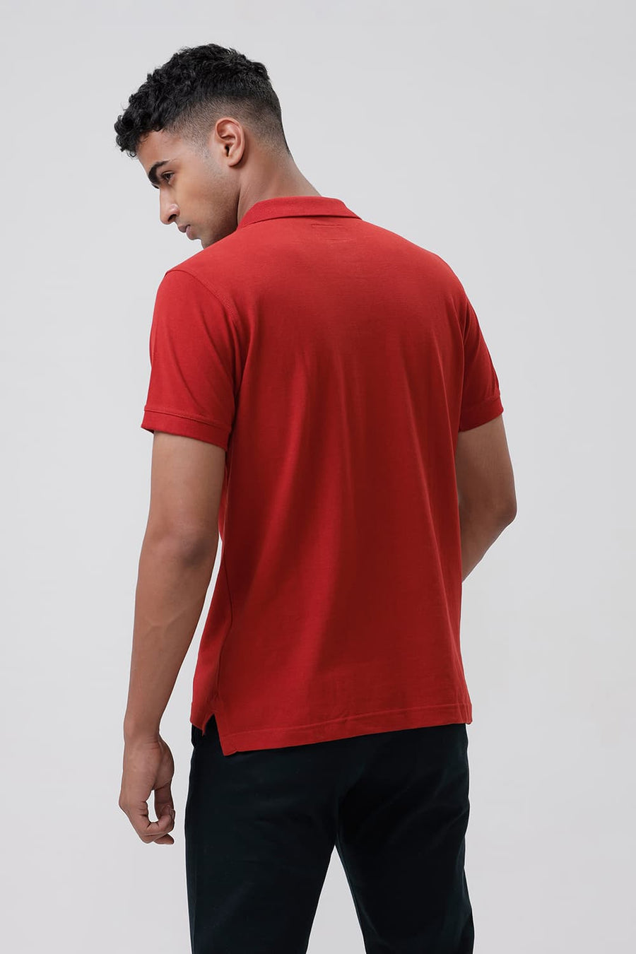 BASICS MUSCLE FIT RUST POLO T SHIRT