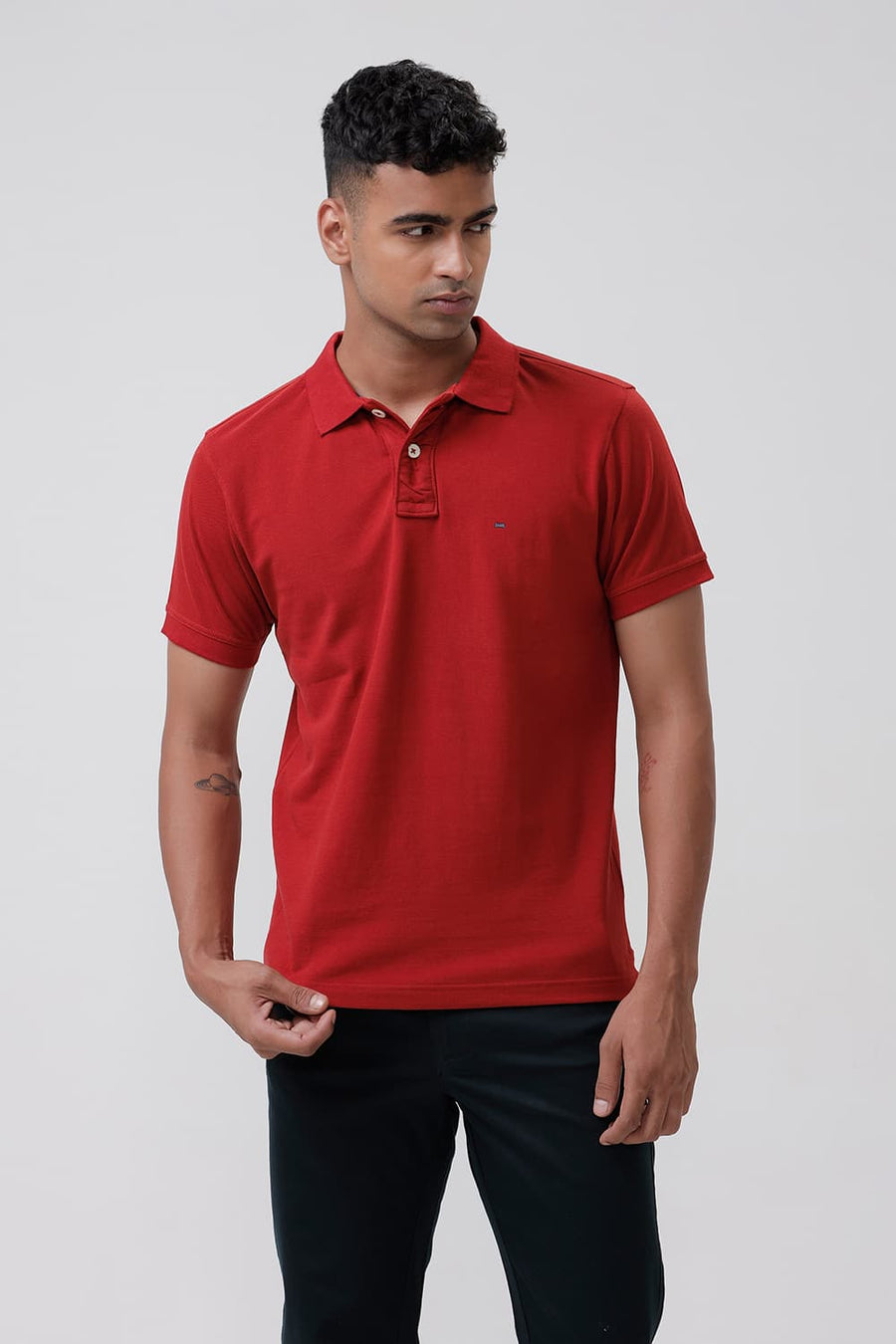 BASICS MUSCLE FIT RUST POLO T SHIRT