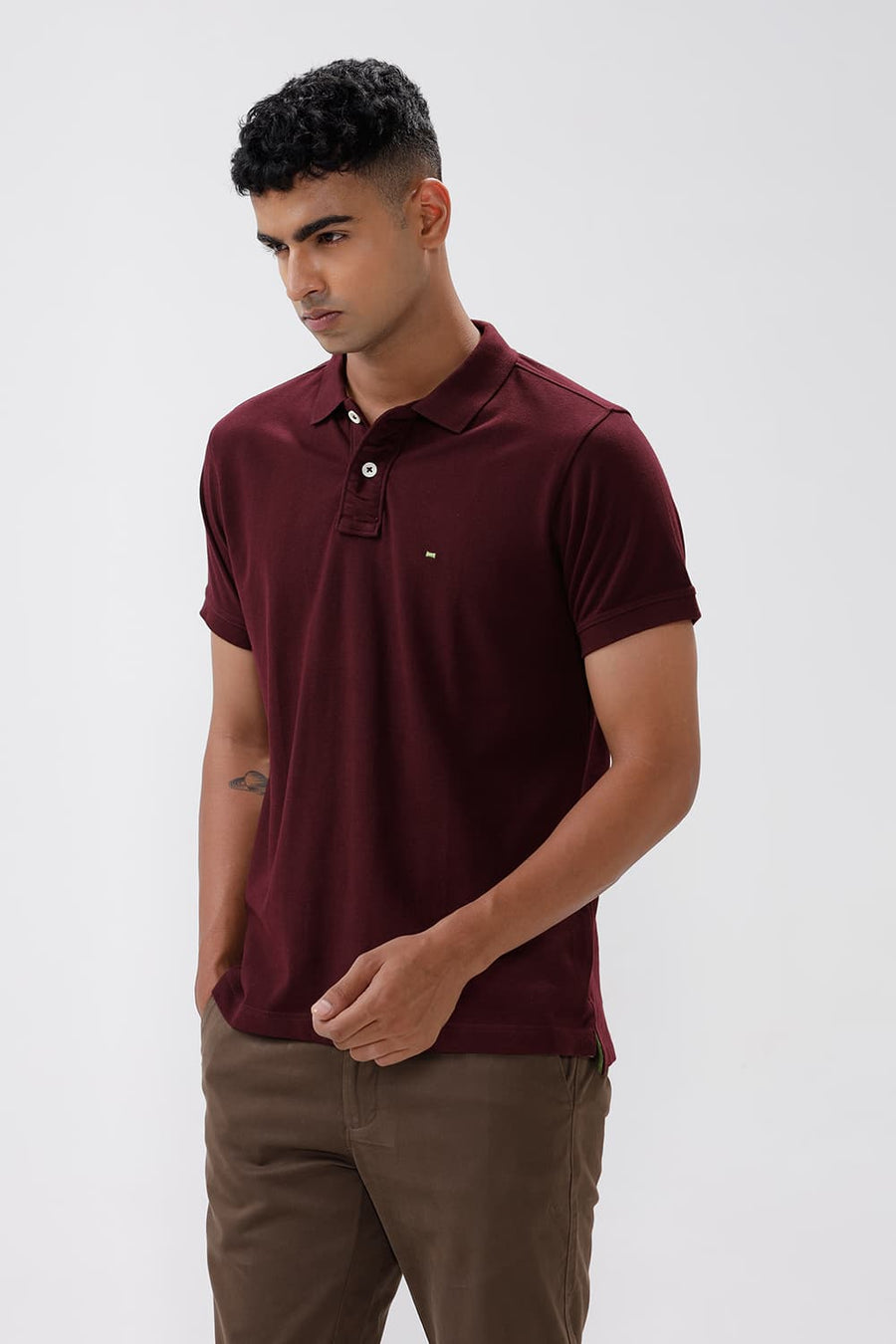 BASICS MUSCLE FIT PORT ROYALE WINE POLO T.SHIRT