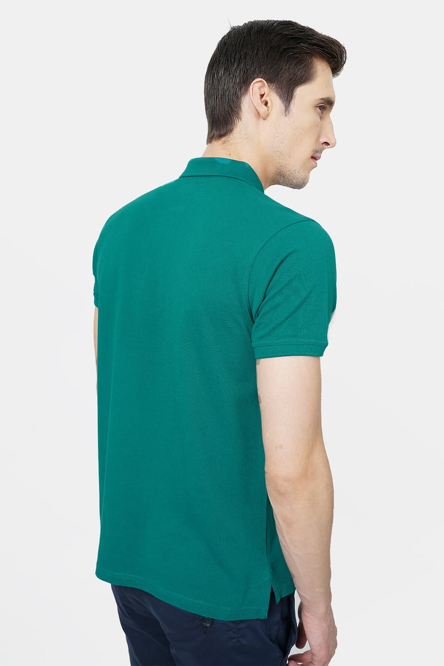 BASICS MUSCLE FIT ALPINE GREEN POLO T.SHIRT