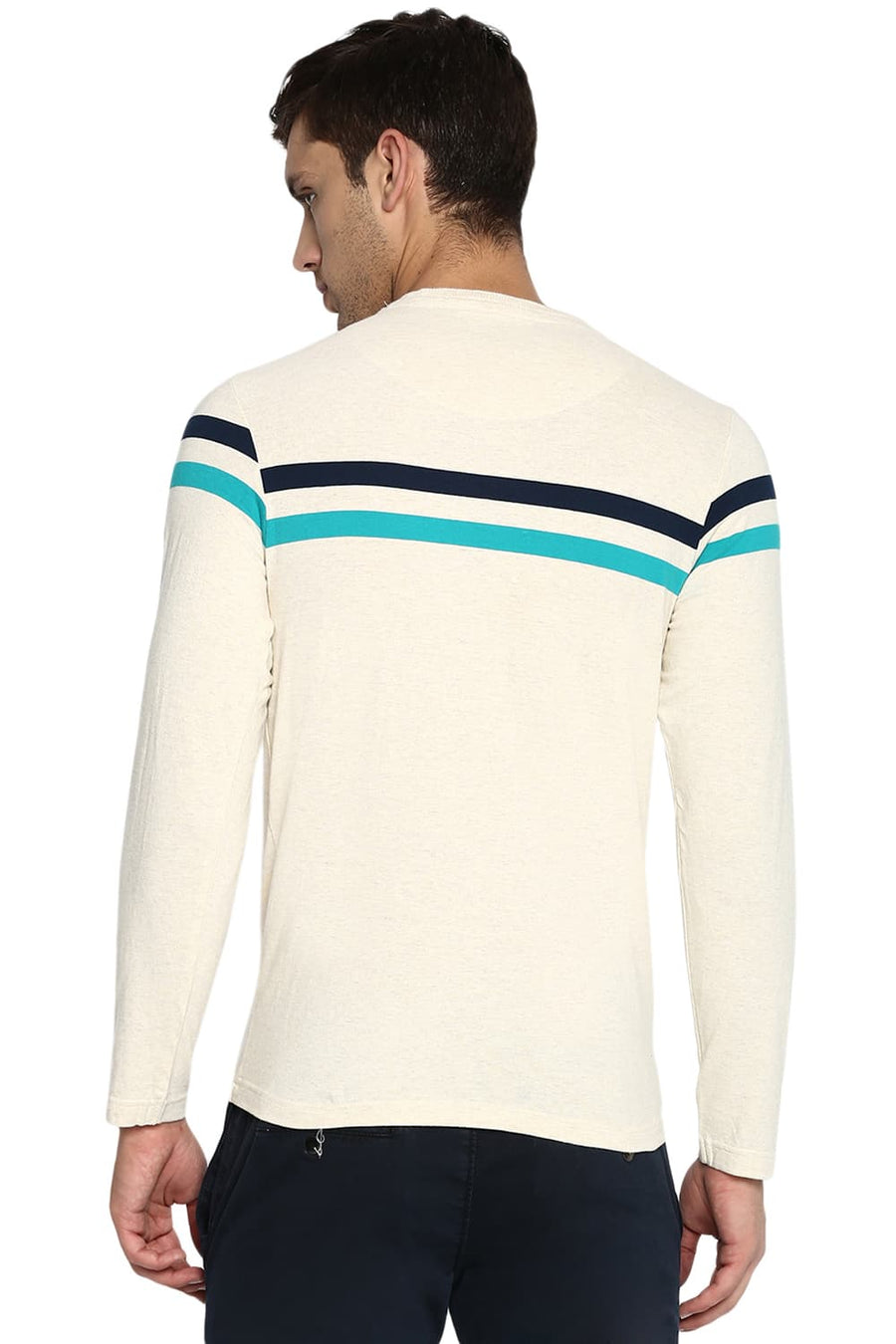 BASICS MUSCLE FIT ECRU HEATHER CREW NECK T SHIRT