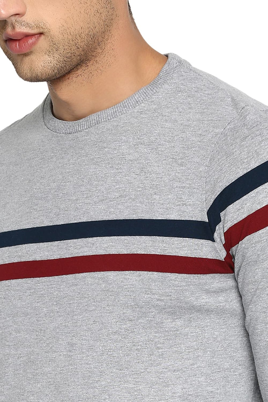 BASICS MUSCLE FIT GREY HEATHER CREW NECK T SHIRT