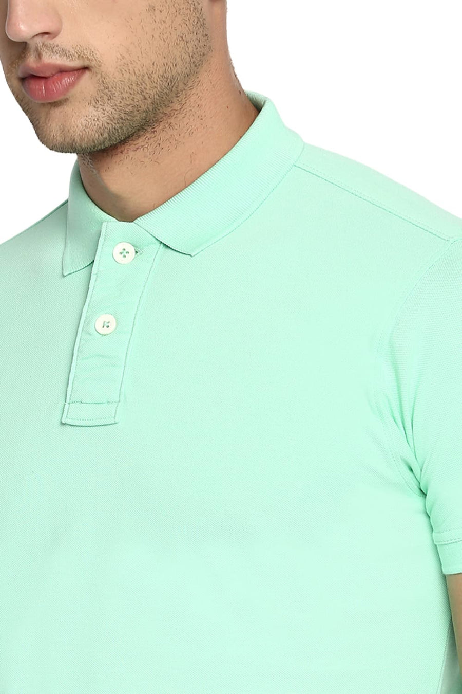 BASICS MUSCLE FIT APPLE GREEN POLO T SHIRT