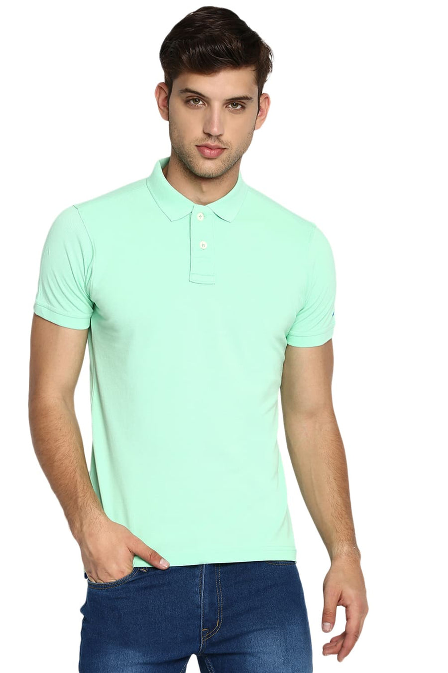 BASICS MUSCLE FIT APPLE GREEN POLO T SHIRT