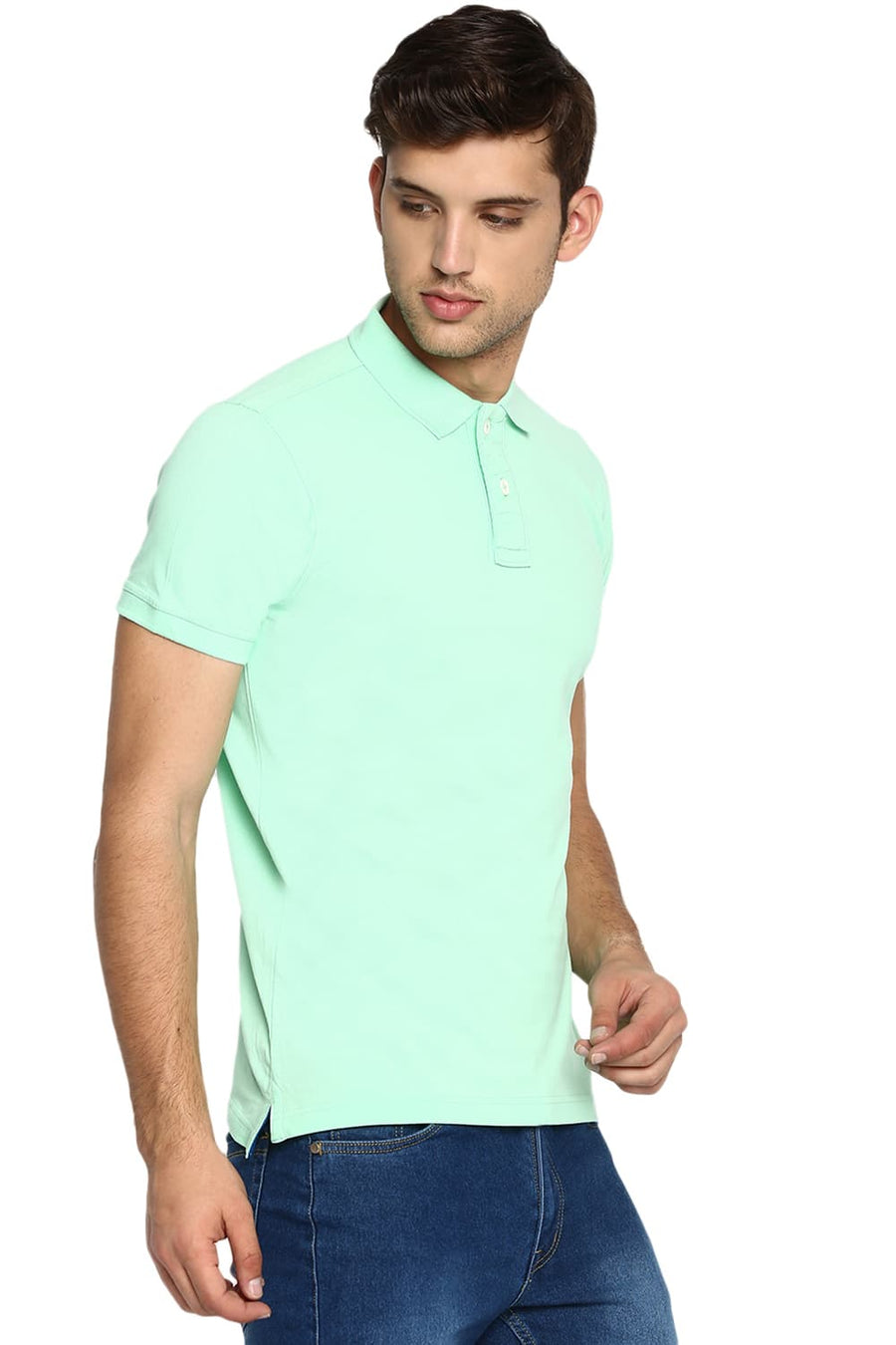 BASICS MUSCLE FIT APPLE GREEN POLO T SHIRT