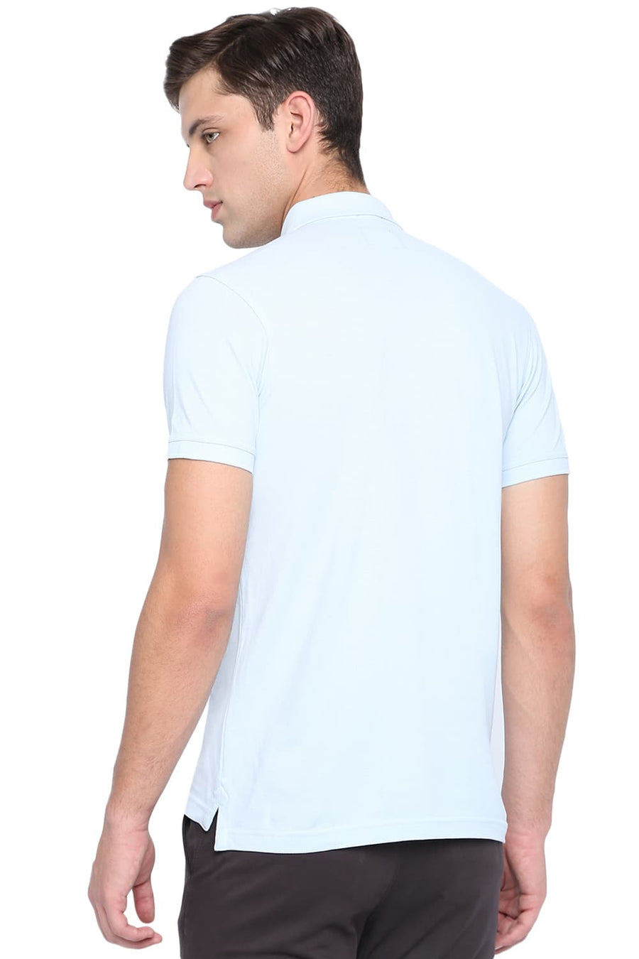 BASICS MUSCLE FIT BABY BLUE POLO T SHIRT
