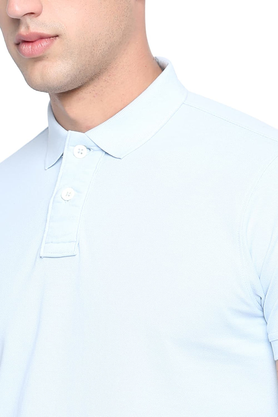 BASICS MUSCLE FIT BABY BLUE POLO T SHIRT