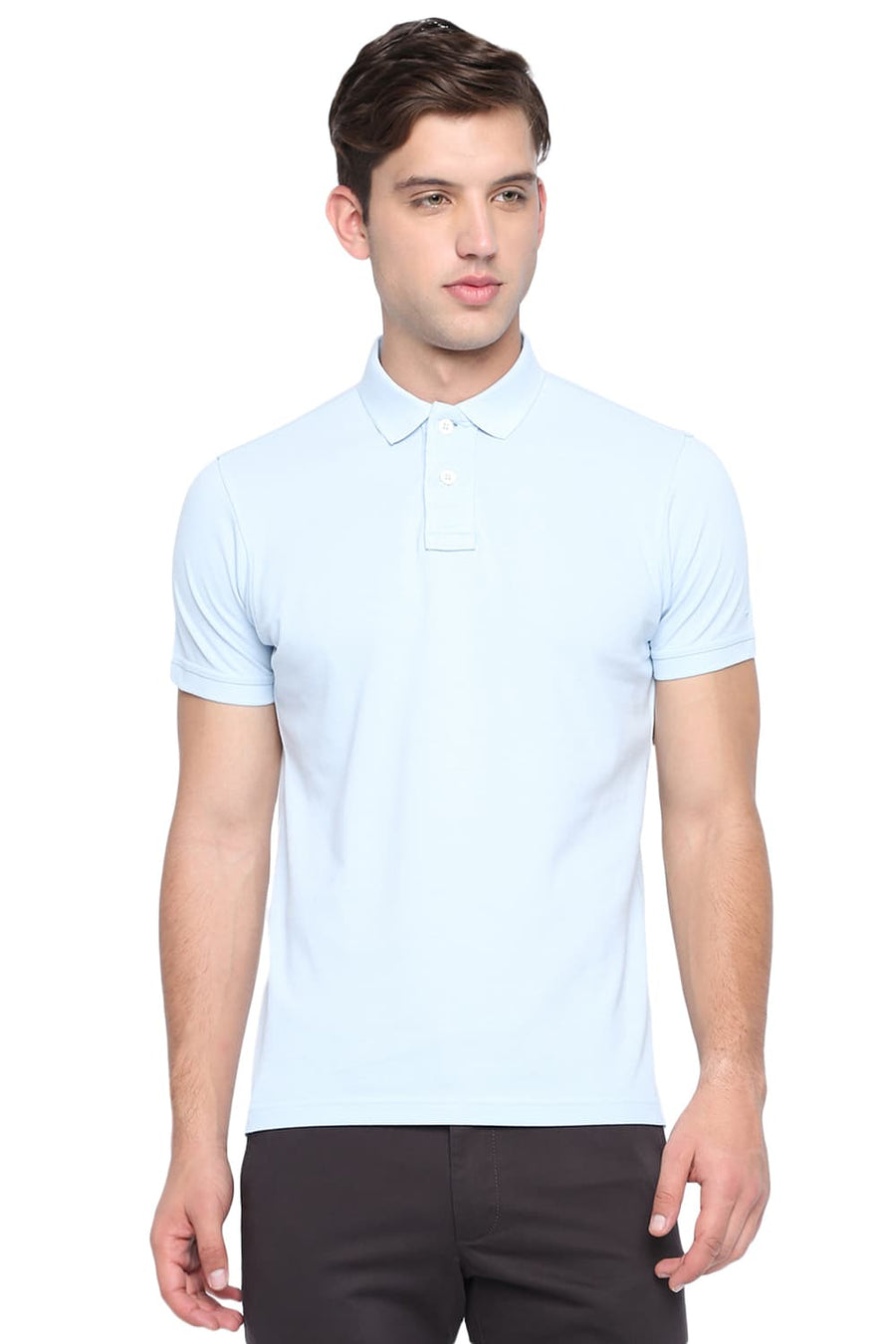 BASICS MUSCLE FIT BABY BLUE POLO T SHIRT