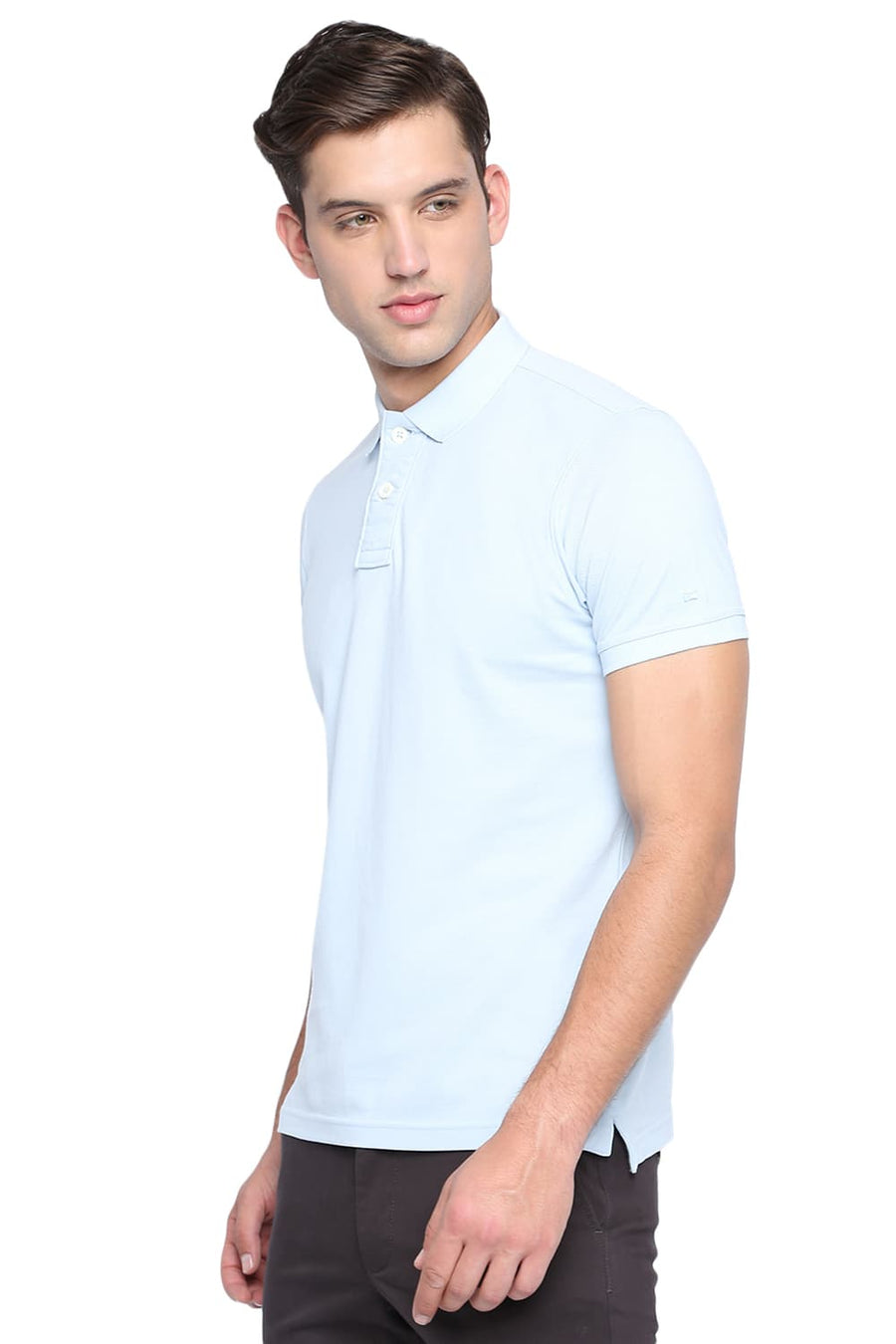 BASICS MUSCLE FIT BABY BLUE POLO T SHIRT