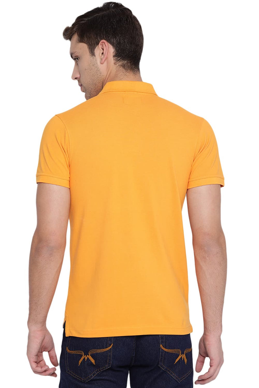 BASICS MUSCLE FIT MARIGOLD ORANGE POLO T SHIRT