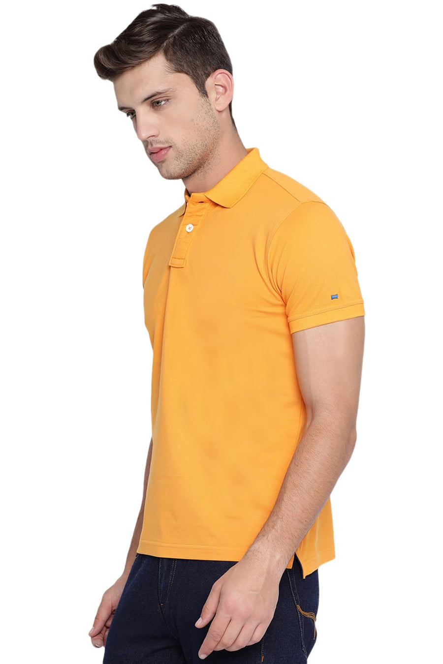 BASICS MUSCLE FIT MARIGOLD ORANGE POLO T SHIRT