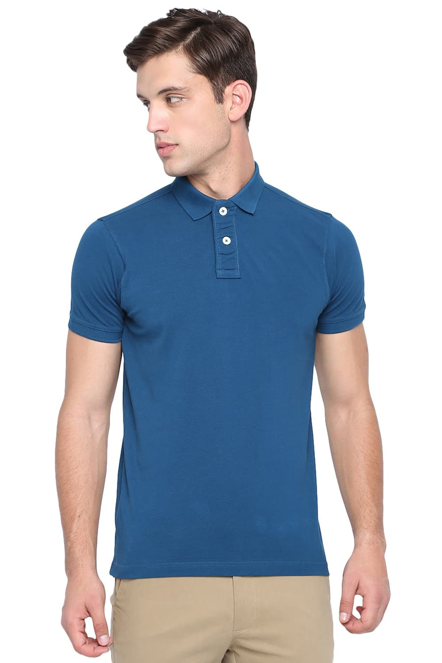 BASICS MUSCLE FIT MOROCCAN BLUE POLO T SHIRT