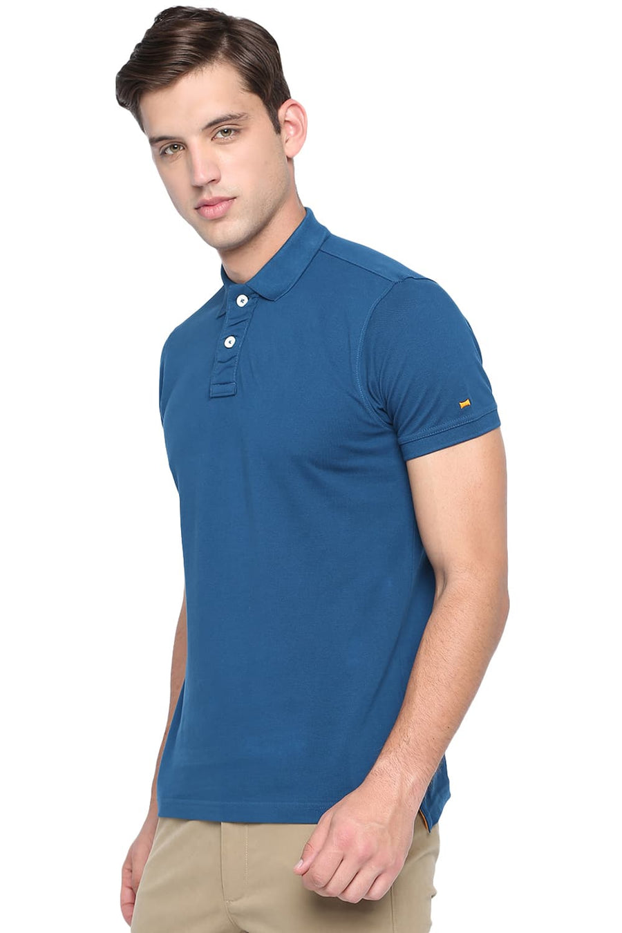 BASICS MUSCLE FIT MOROCCAN BLUE POLO T SHIRT