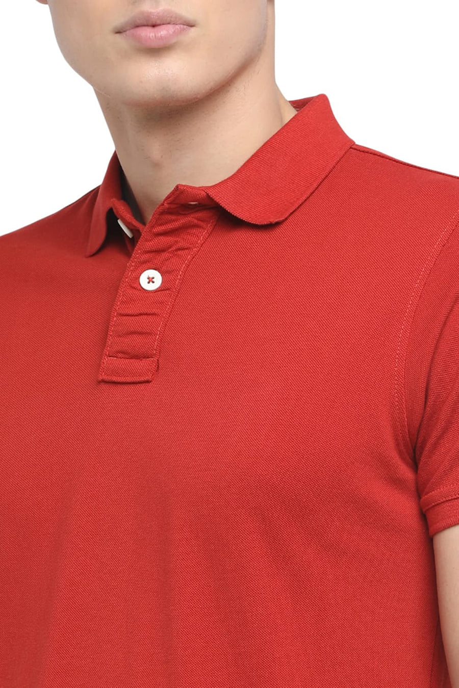 BASICS MUSCLE FIT RUST POLO T SHIRT