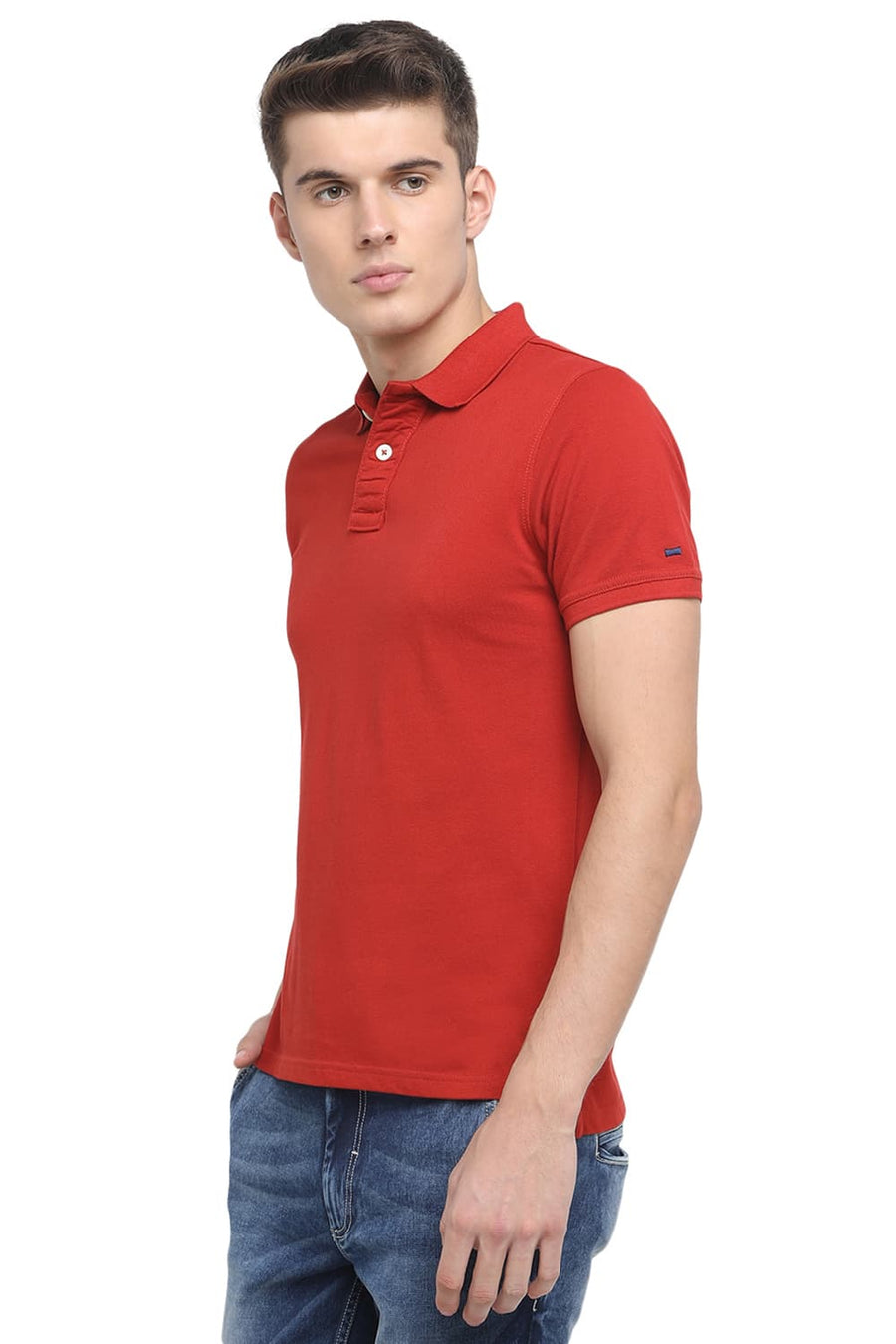 BASICS MUSCLE FIT RUST POLO T SHIRT