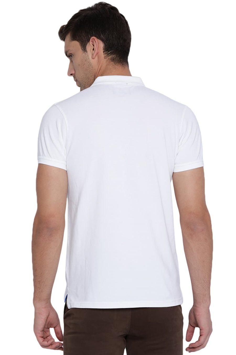 BASICS MUSCLE FIT BRIGHT WHITE POLO T SHIRT