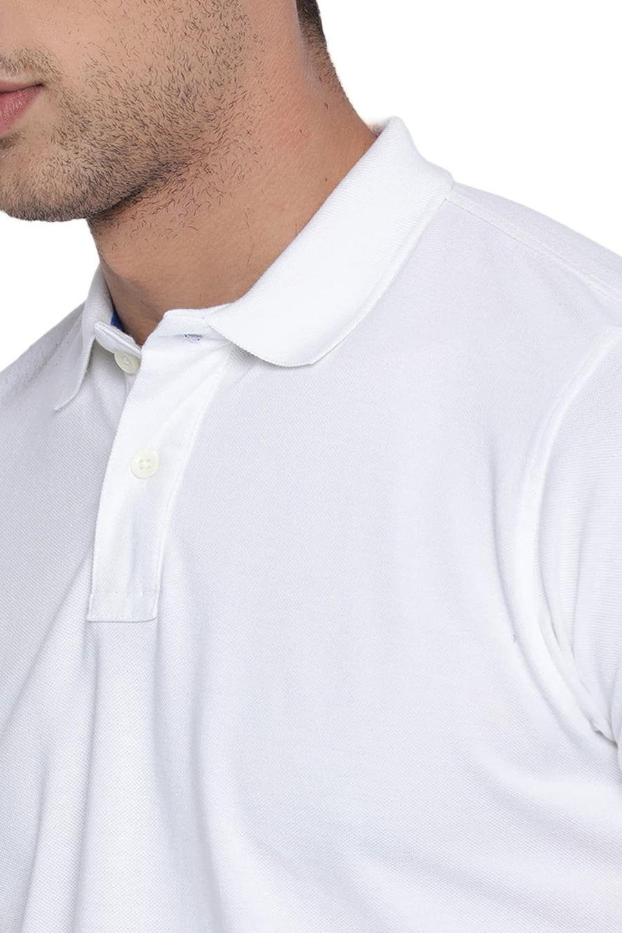 BASICS MUSCLE FIT BRIGHT WHITE POLO T SHIRT