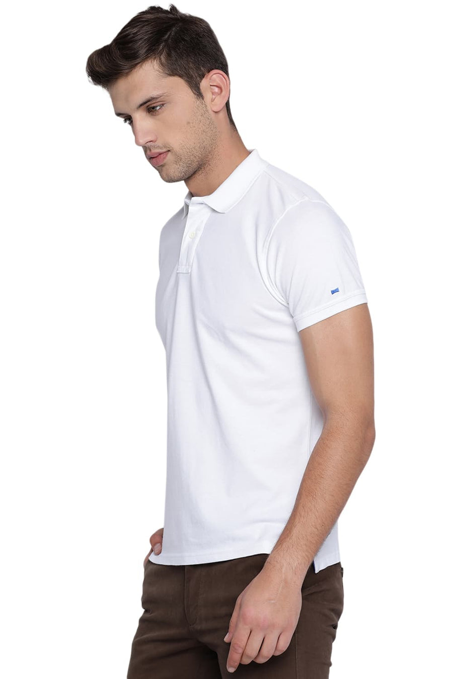BASICS MUSCLE FIT BRIGHT WHITE POLO T SHIRT
