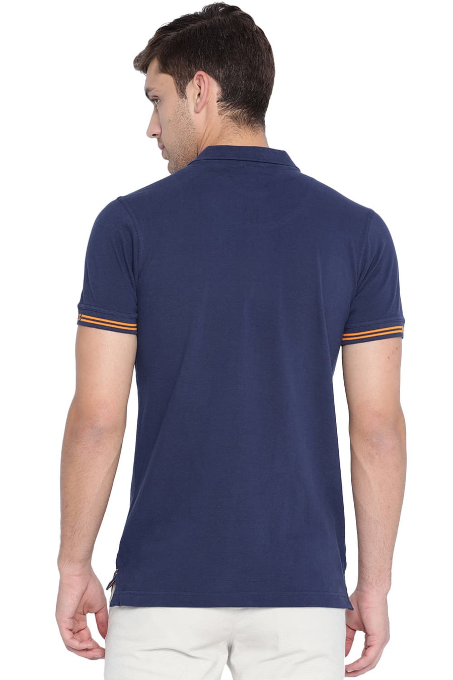 BASICS MUSCLE FIT IRIS NAVY POLO T SHIRT