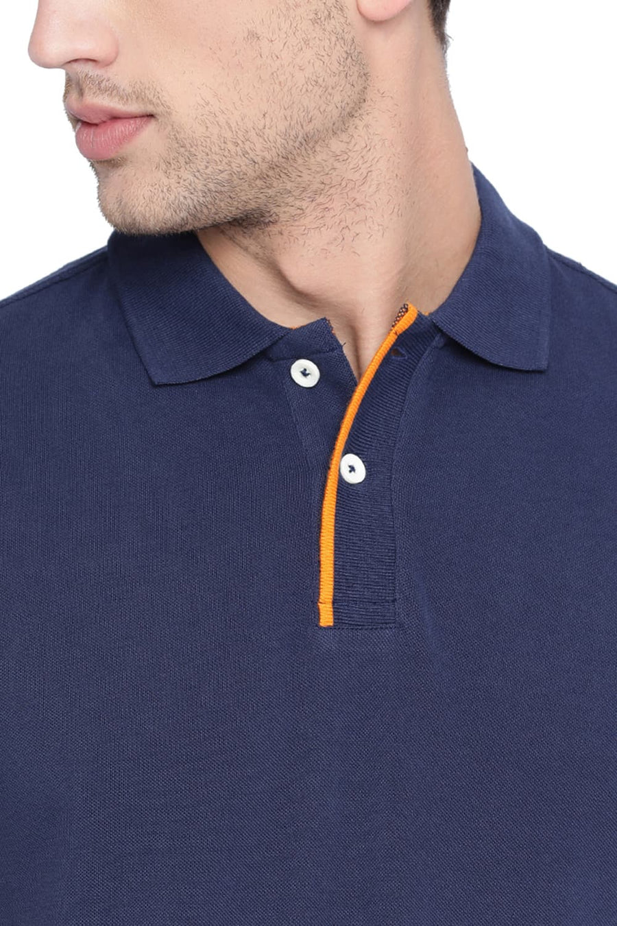 BASICS MUSCLE FIT IRIS NAVY POLO T SHIRT