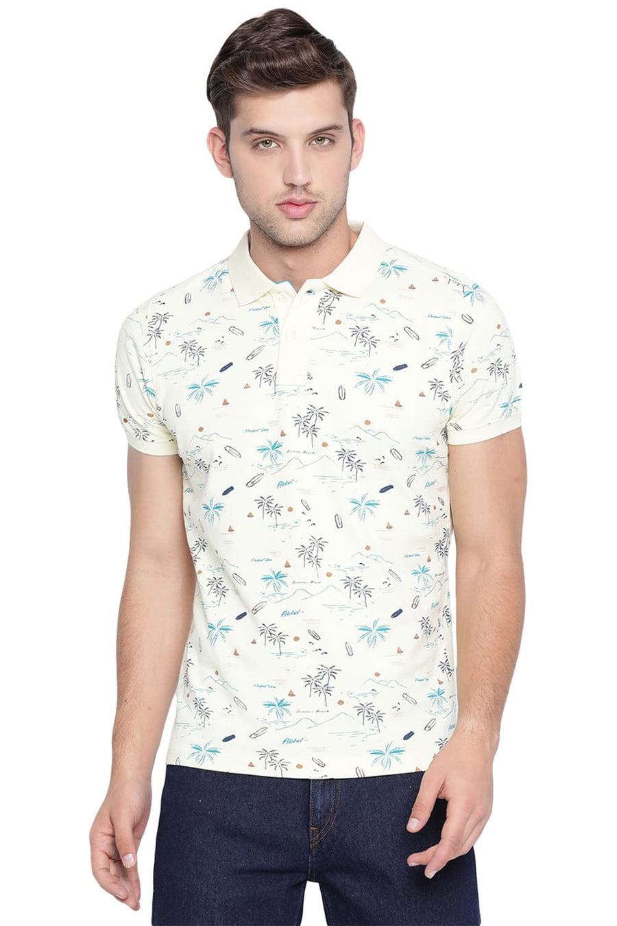 BASICS MUSCLE FIT PEAR SORBET POLO T SHIRT