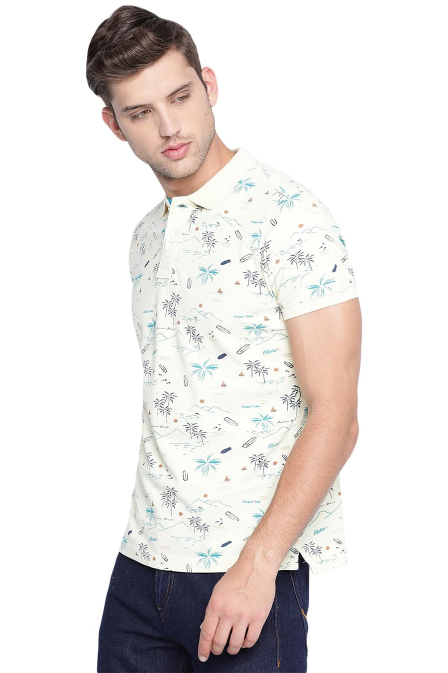 BASICS MUSCLE FIT PEAR SORBET POLO T SHIRT