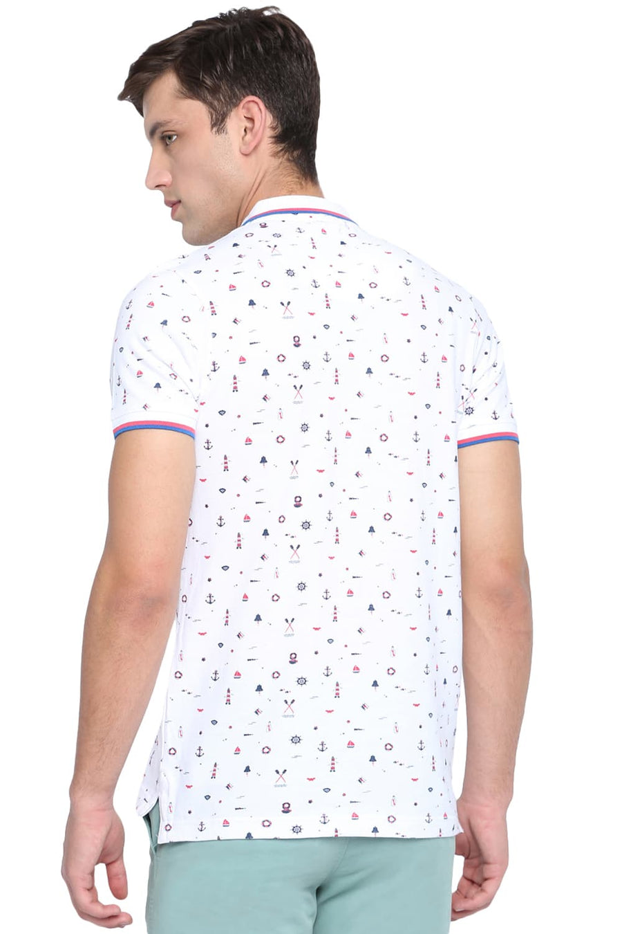 BASICS MUSCLE FIT BRIGHT WHITE POLO T SHIRT