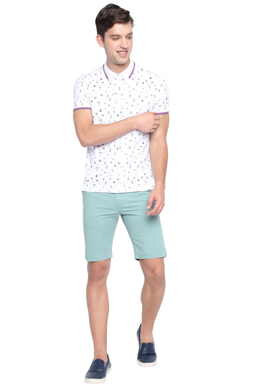 BASICS MUSCLE FIT BRIGHT WHITE POLO T SHIRT