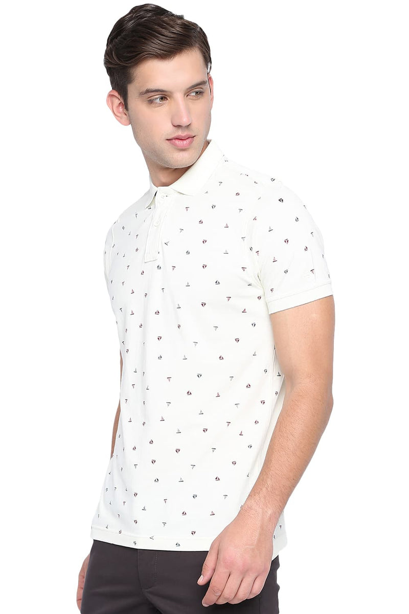 BASICS MUSCLE FIT PRINTED POLO T SHIRT