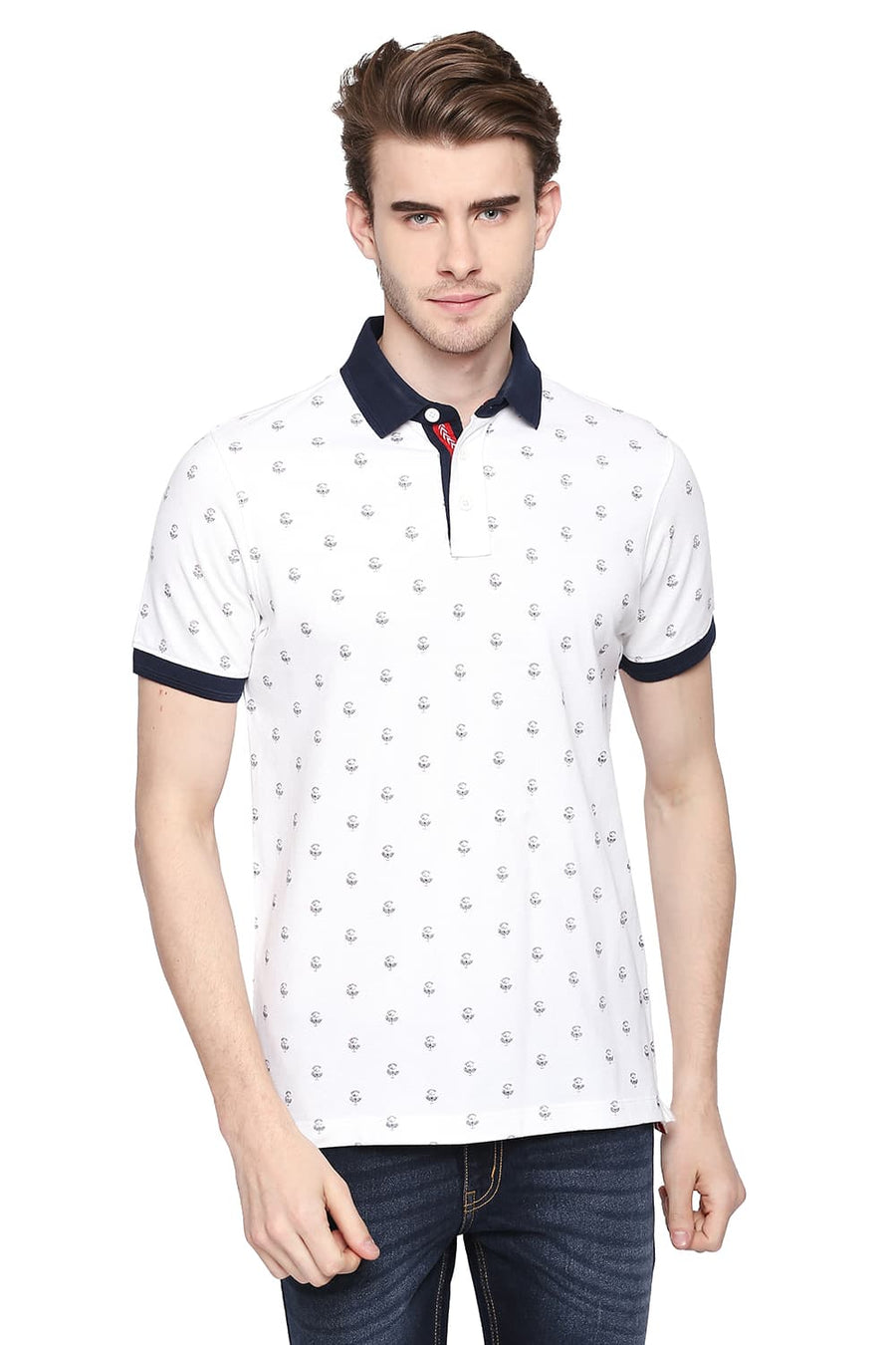 BASICS MUSCLE FIT BRIGHT WHITE POLO T SHIRT