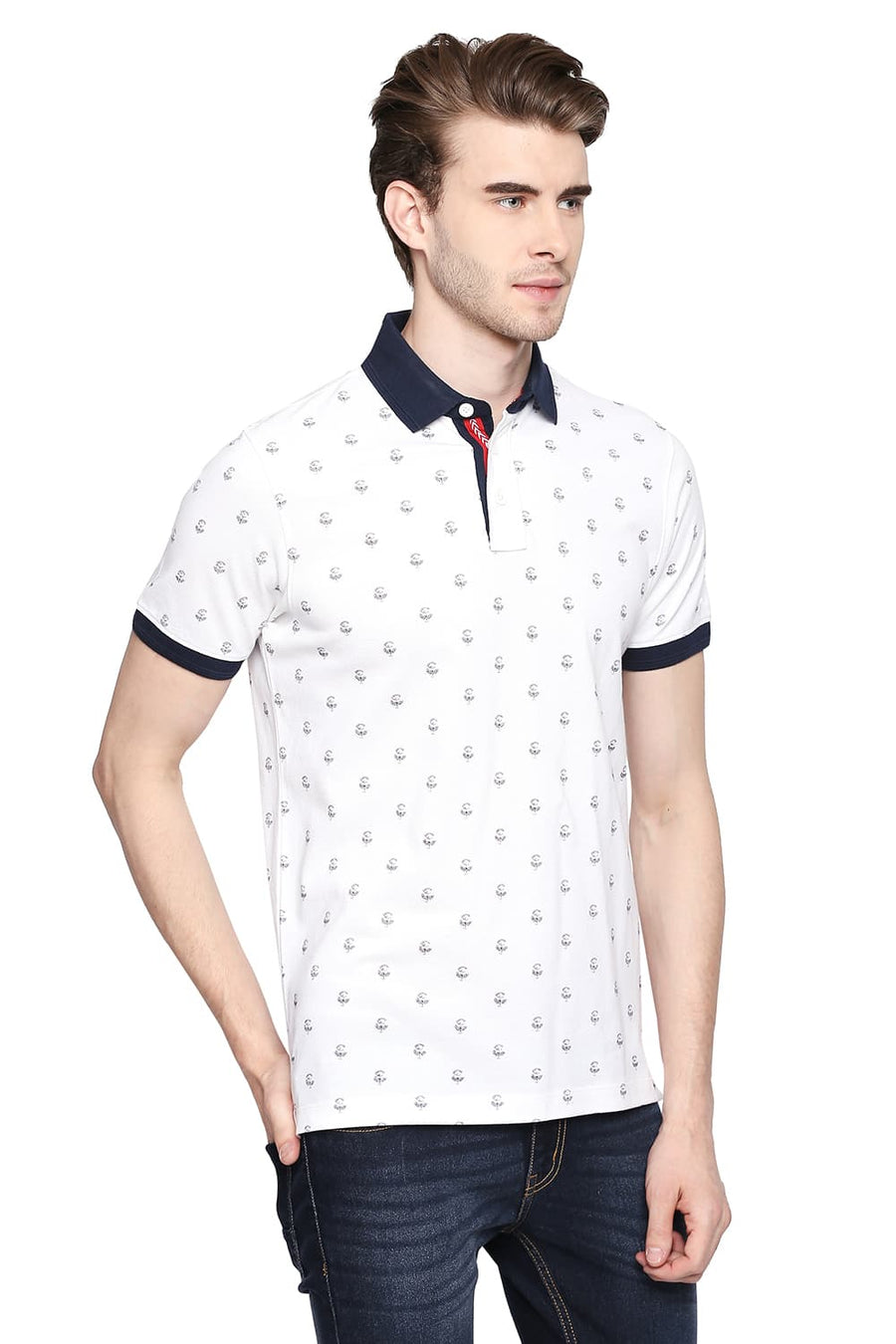 BASICS MUSCLE FIT BRIGHT WHITE POLO T SHIRT
