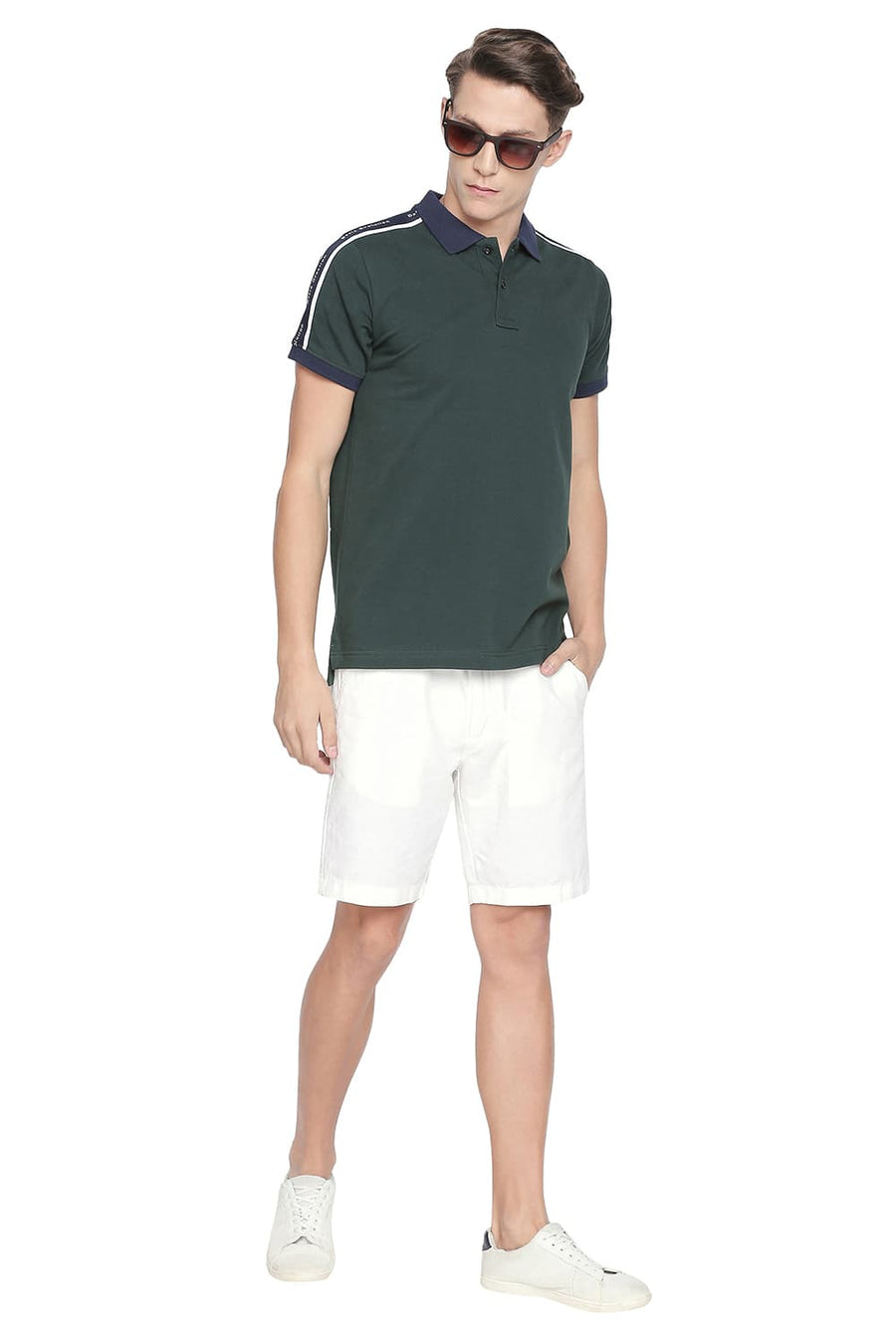 BASICS MUSCLE FIT RAINFOREST POLO T SHIRT