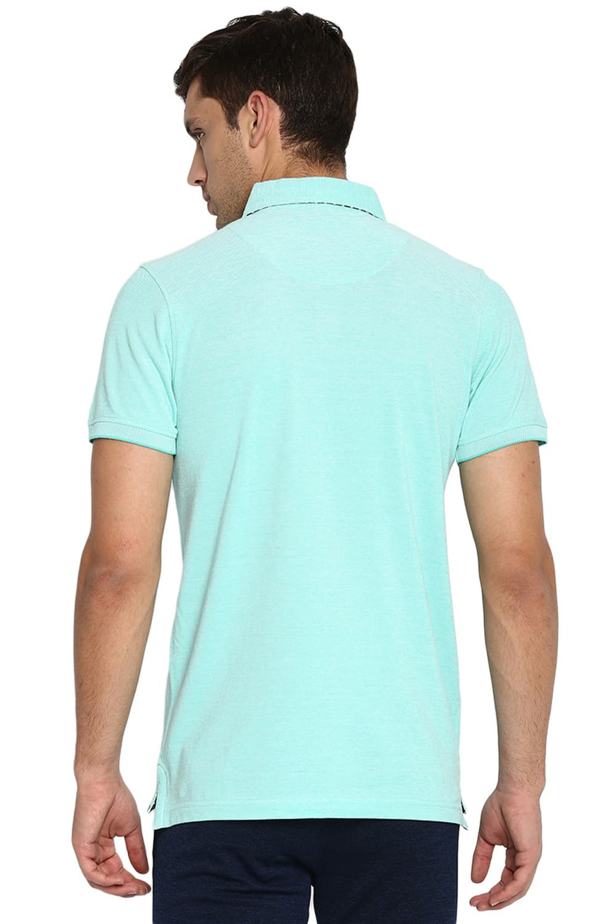 BASICS MUSCLE FIT ATLANTIS GREEN POLO T SHIRT