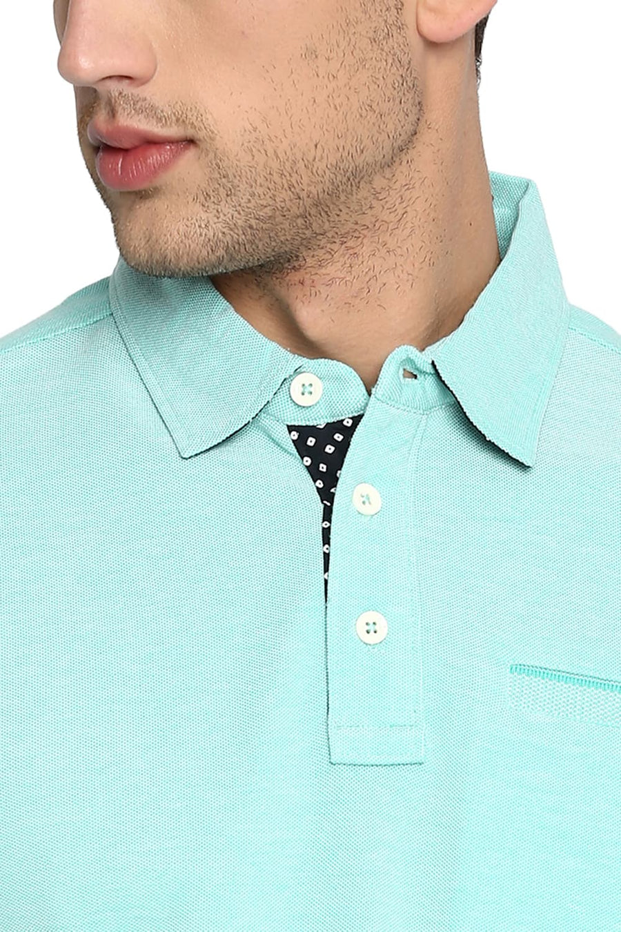 BASICS MUSCLE FIT ATLANTIS GREEN POLO T SHIRT
