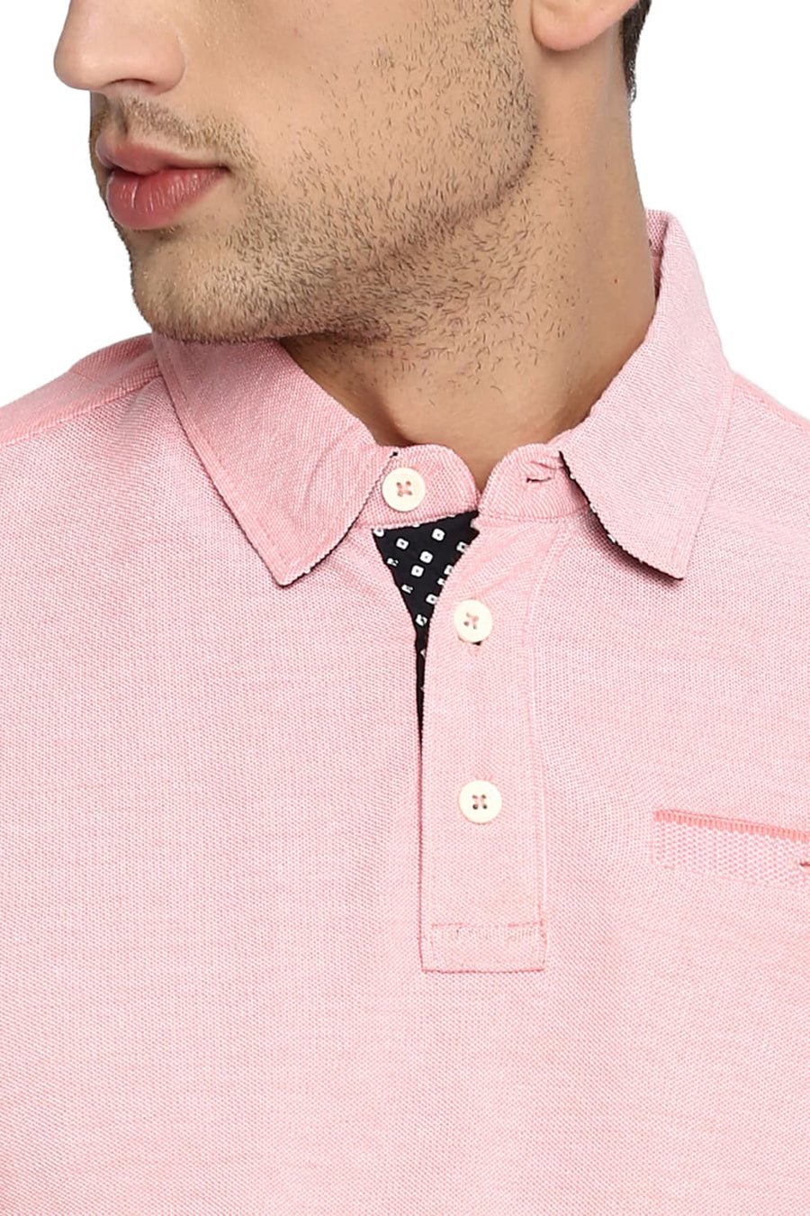 BASICS MUSCLE FIT SHELL PINK POLO T SHIRT