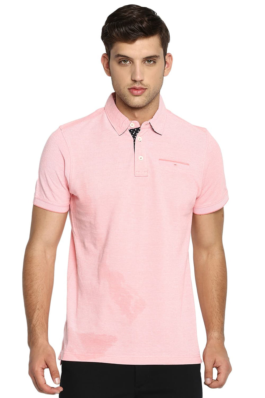 BASICS MUSCLE FIT SHELL PINK POLO T SHIRT