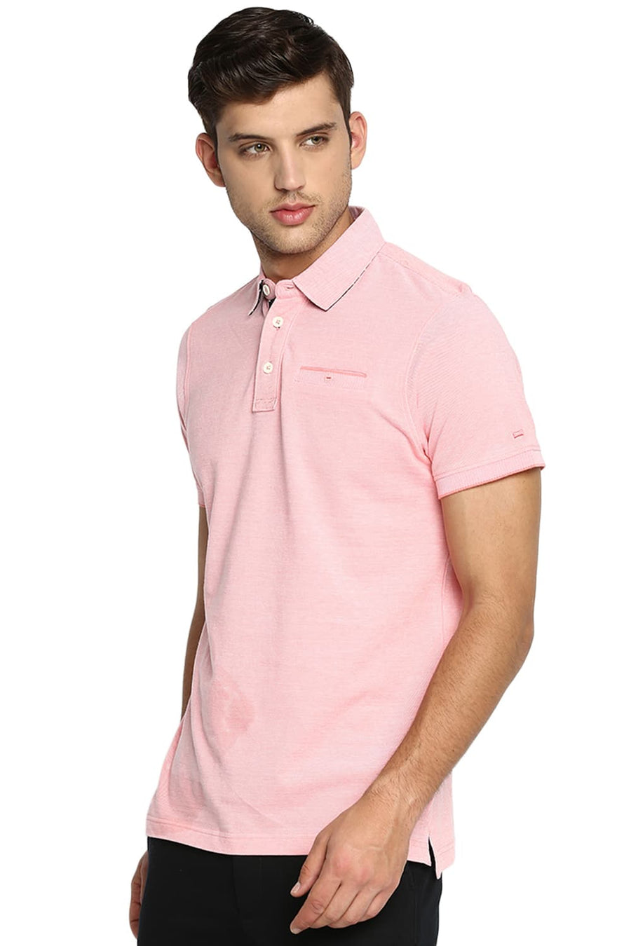 BASICS MUSCLE FIT SHELL PINK POLO T SHIRT