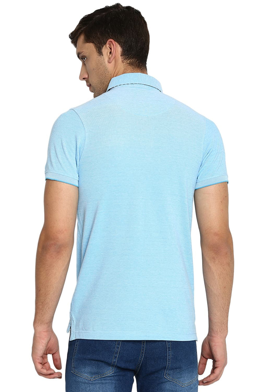 BASICS MUSCLE FIT MALIBU BLUE POLO T SHIRT