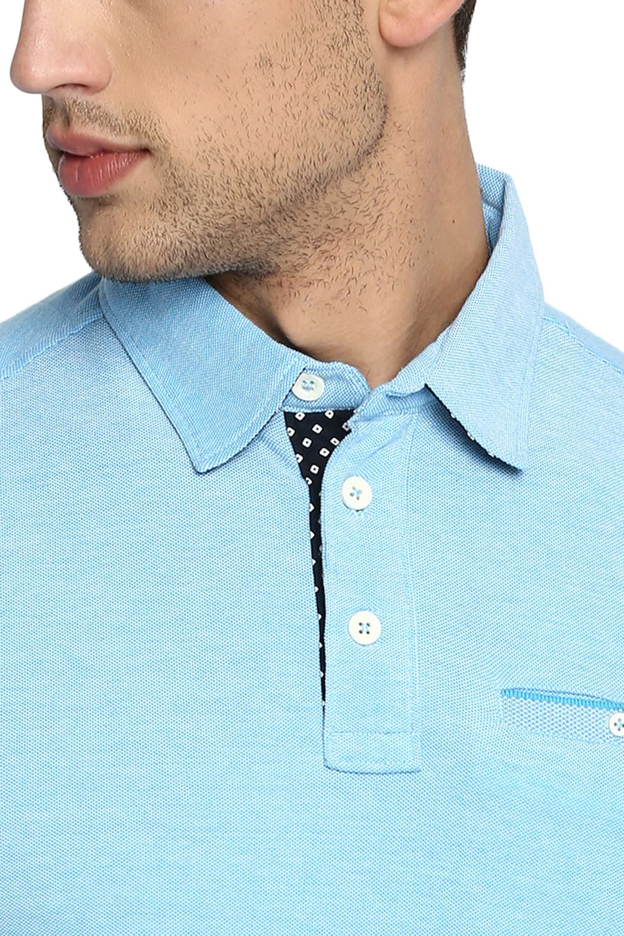 BASICS MUSCLE FIT MALIBU BLUE POLO T SHIRT