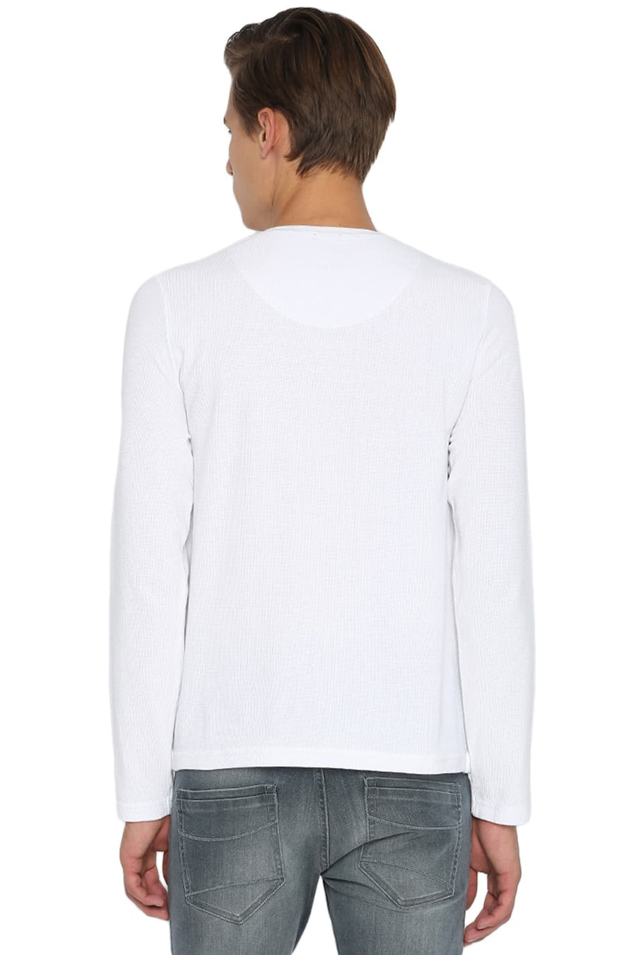 BASICS MUSCLE FIT BRIGHT WHITE HENLEY T SHIRT